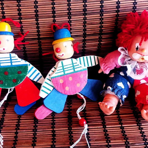 Set of 3 Harlequin Dolls