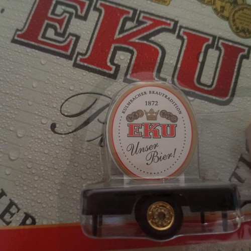 Truck trailer beer advertisement EKU H0 scale new