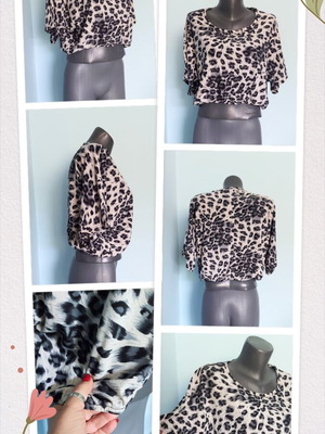 Leopard print bustier top with loose sleeves, unisex size