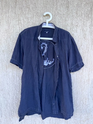 Armani linen unisex shirt M like new, grey/blue