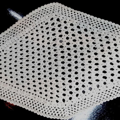 Vintage Hand-Crocheted Tablecloth Rhomboid Like New, White 55×30 cm