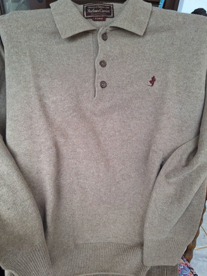 Marlboro Classics vintage knit polo sweater, XL, beige