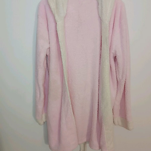 Kids fleece robe pink with teddy hood like new