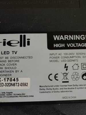 Πλακέτα Arielli LED-32DN6T2 μεταχειρισμένη για 32'' τηλεόραση με σπασμένη οθόνη