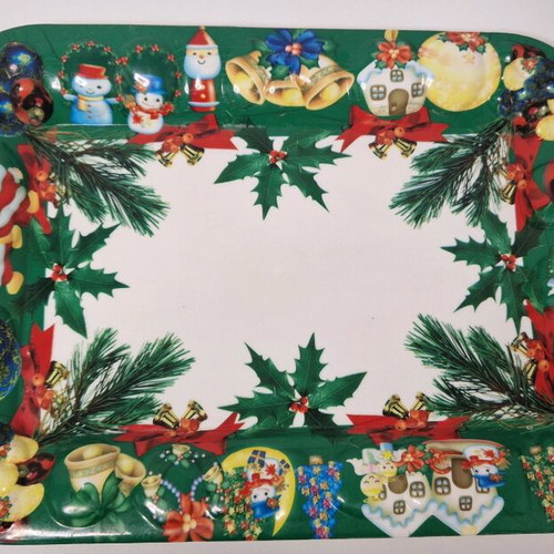 Vintage Christmas tray used, plastic 42×31cm
