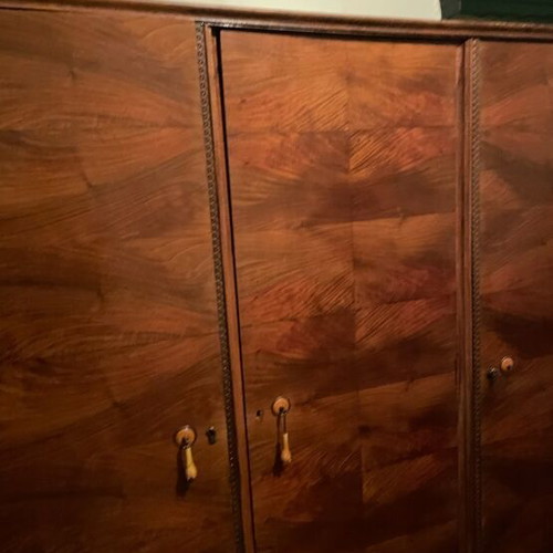 Antique walnut wardrobe used with mirror and drawers