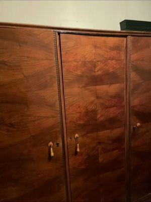 Antique walnut wardrobe used with mirror and drawers