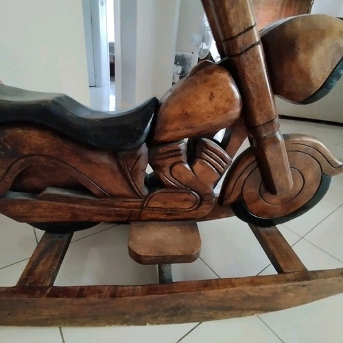 Handmade rocking motorcycle made of solid wood custom order
