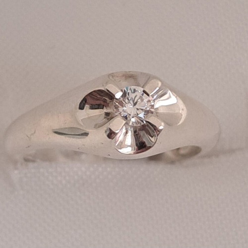 Silver solitaire ring 925 new, size 55