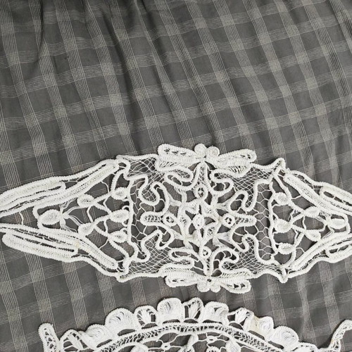 Lace embroidery handmade white used, set of 12 with box