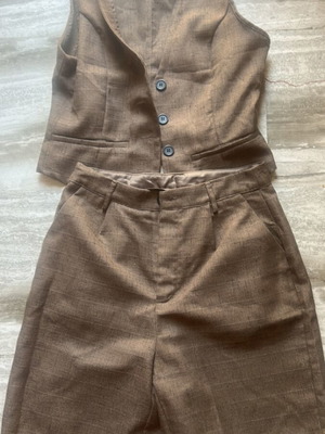 Shein women's set with vest and shorts, new, brown chocolate color
