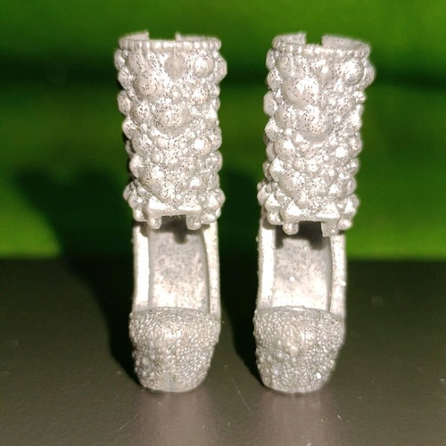 Barbie Silver Glitter Platform High Heels Shoes used, Fashionistas Model