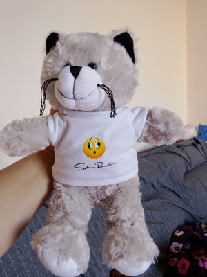 Collectible plush cat with Sakis Rouvas promo t-shirt, like new