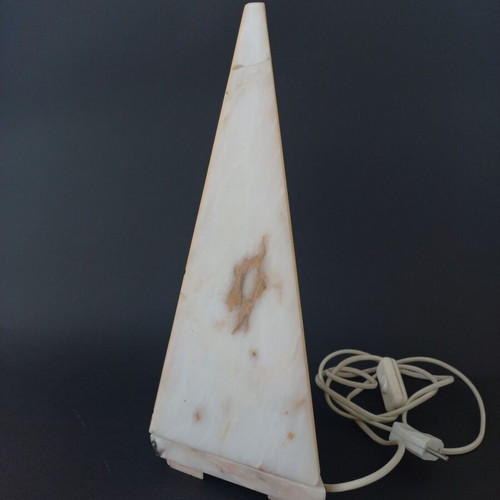Alabaster pyramid table lamp used