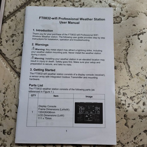 FT0832 Lora WiFi Weather Station new, long range 2 km