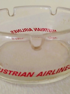 Austrian Airlines collectible glass ashtrays used, set of two