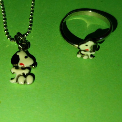 Children's silver 925 Snoopy chain and ring like new