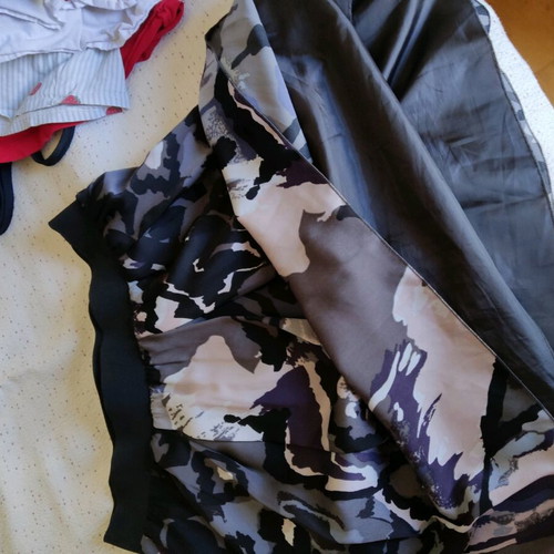 Sisley skirt like new, knee-length, satin fabric