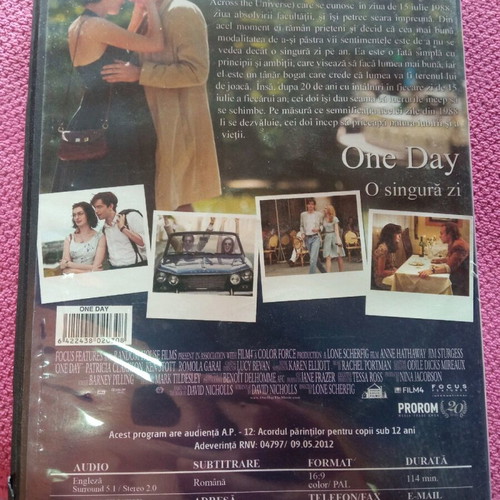 One Day DVD like new, adventure romance