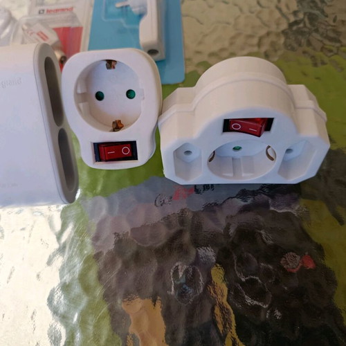 Power accessories new, set of 8 pieces with Legrand plugs and switch