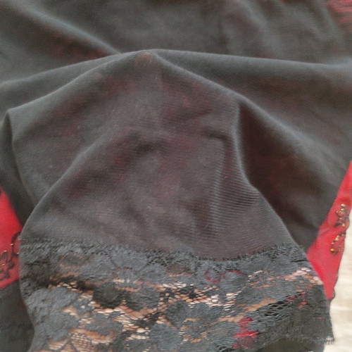 Corset style top red and black, new, size M