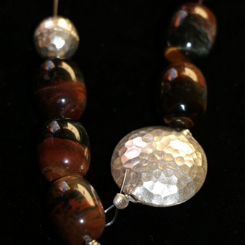 Begleri with genuine Tiger's Eye mineral and solid 925 silver, handmade, INDICO JEWELLS