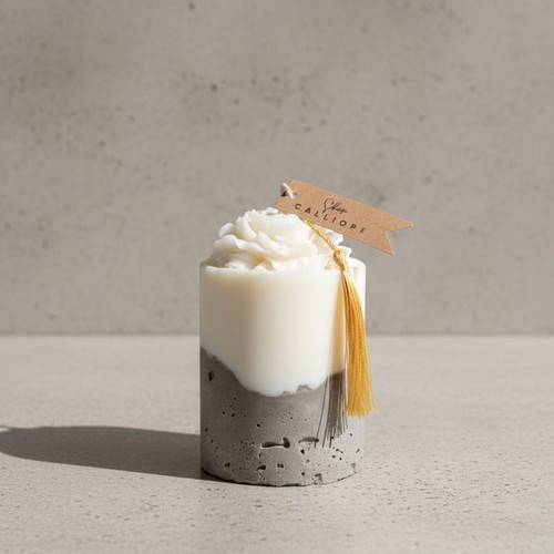 Calliope Cement Candle new, minimal with concrete base