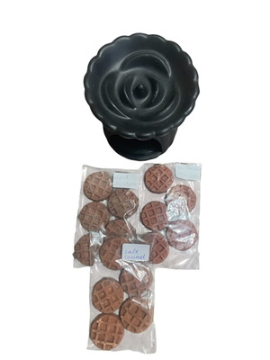 Large Black Wax Melt Burner with 3 Packs of Wax Melts