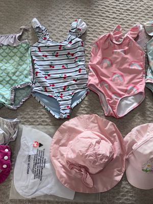 Swimsuits for girl 18 and 24 months like new with swim diapers and hats