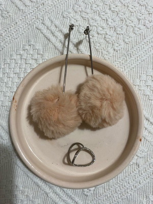 Jewelry set earrings and ring new, pink and silver