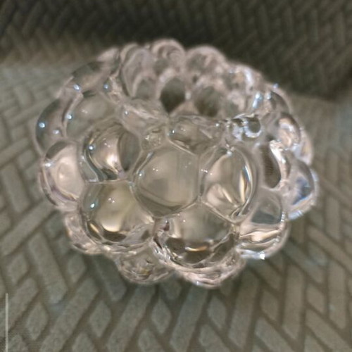 Orrefors Raspberry crystal tealight candle holder 11 cm like new