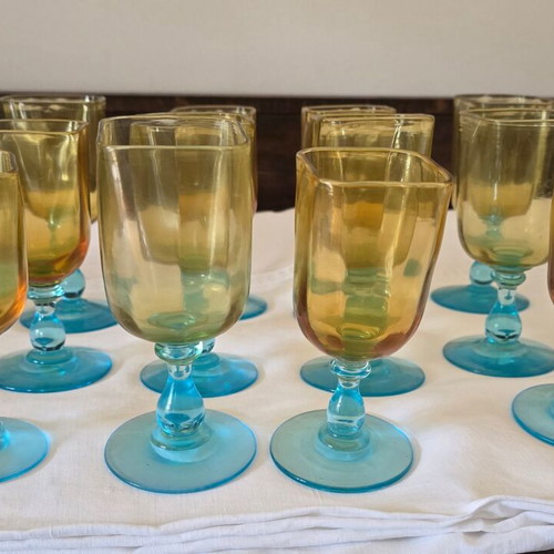 Set of 12 Vintage La Rochere 'George Sand' square glasses like new