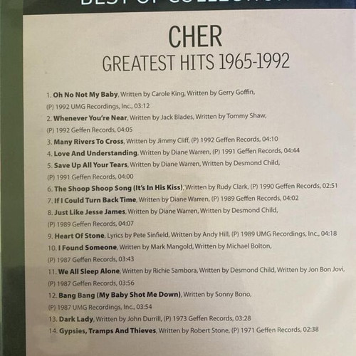 Cher Cher's Greatest Hits 1965-1992 CD like new