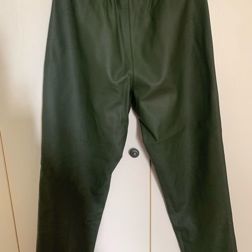Moutaki Khaki Faux Leather Pants Size M New