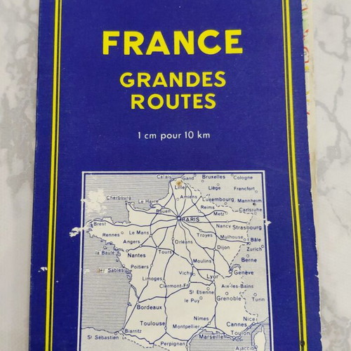 Vintage Michelin France Grandes Routes map used, 1950s-60s