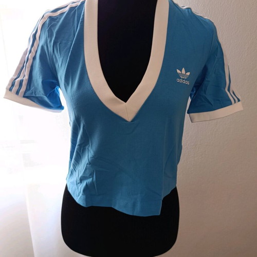 Adidas Originals cropped tee new, size Medium, blue