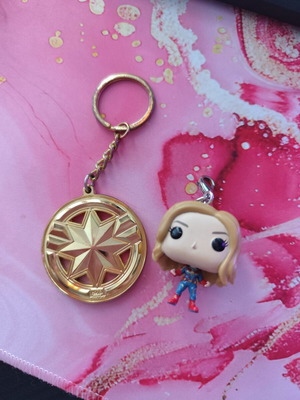 Captain Marvel Funko keychain used, multicolored