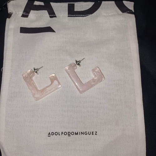 Adolfo Dominguez pink earrings used, square hoops