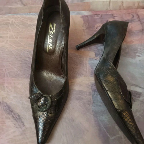 ZORBAS leather pumps used, brown bronze, size 40