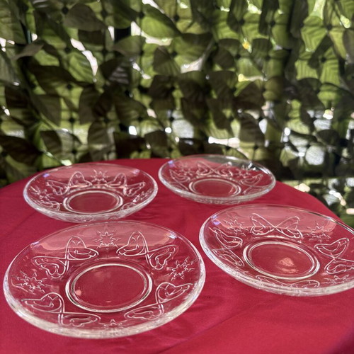 Glass vintage coffee saucer set of 4, 12 cm, new