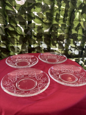 Glass vintage coffee saucer set of 4, 12 cm, new