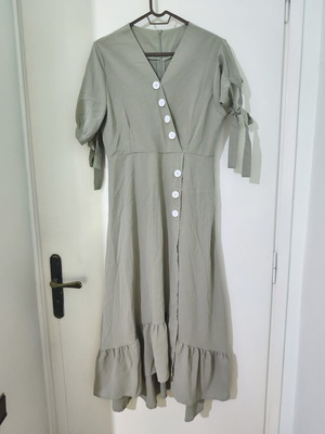 Wrap Style Boho Asymmetric Dress Sage Green new by Shein