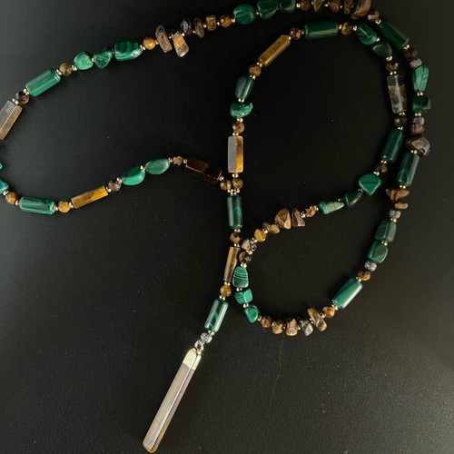 Men’s choker with malachite and tiger eye new