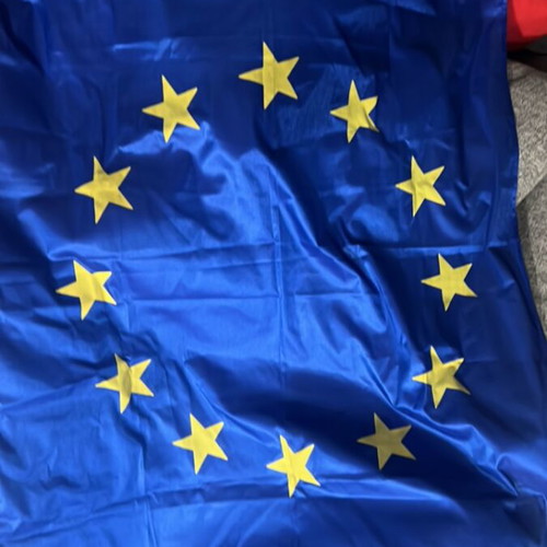 European Union flag new, Greek made with stamped stars