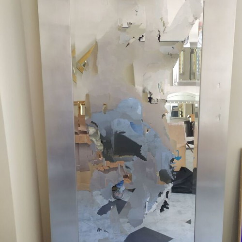 Mirror very large 90x190 wood with silver leaf from Florence new