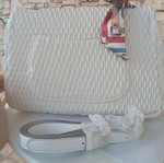 Crossbody bag with strap, white