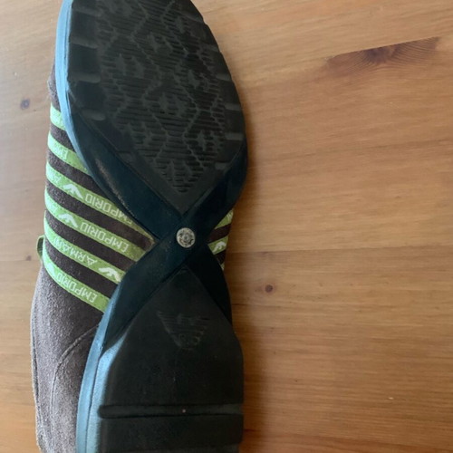 Emporio Armani sneakers like new brown suede with lime laces