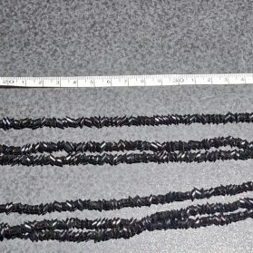 Torsade necklace used with iridescent carnival glass beads, 50cm
