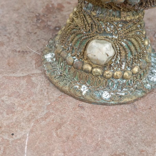 Antique ritual pot with real stones used