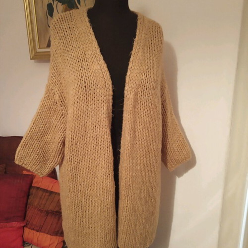 Tesini knitted cardigan used, beige, 3/4 sleeve size M